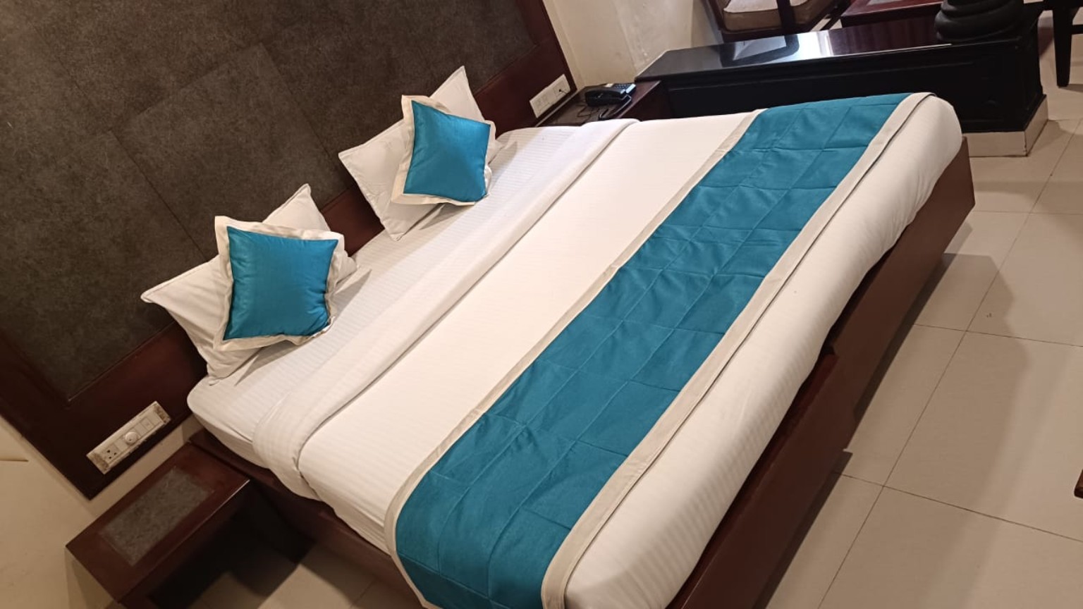 Room with blue accents